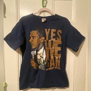 Yes We Can! Barack Obama T-Shirt. Navy, Size: M. 100% Cotton. Fruit of the Loom.